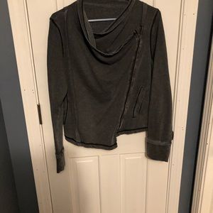 Moto style sweatshirt type cardigan